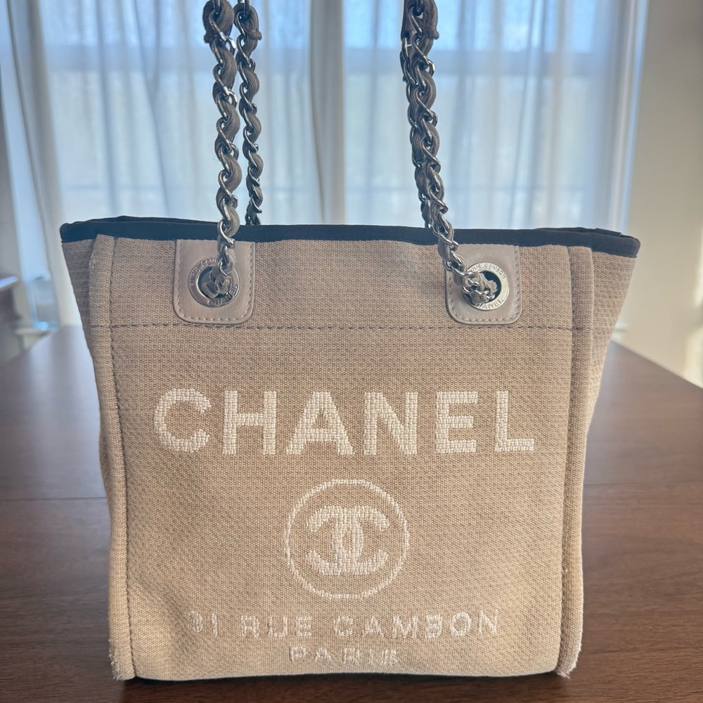 CHANEL Mini Deauville Canvas Tote | 100% Authentic - Picture 5 of 14